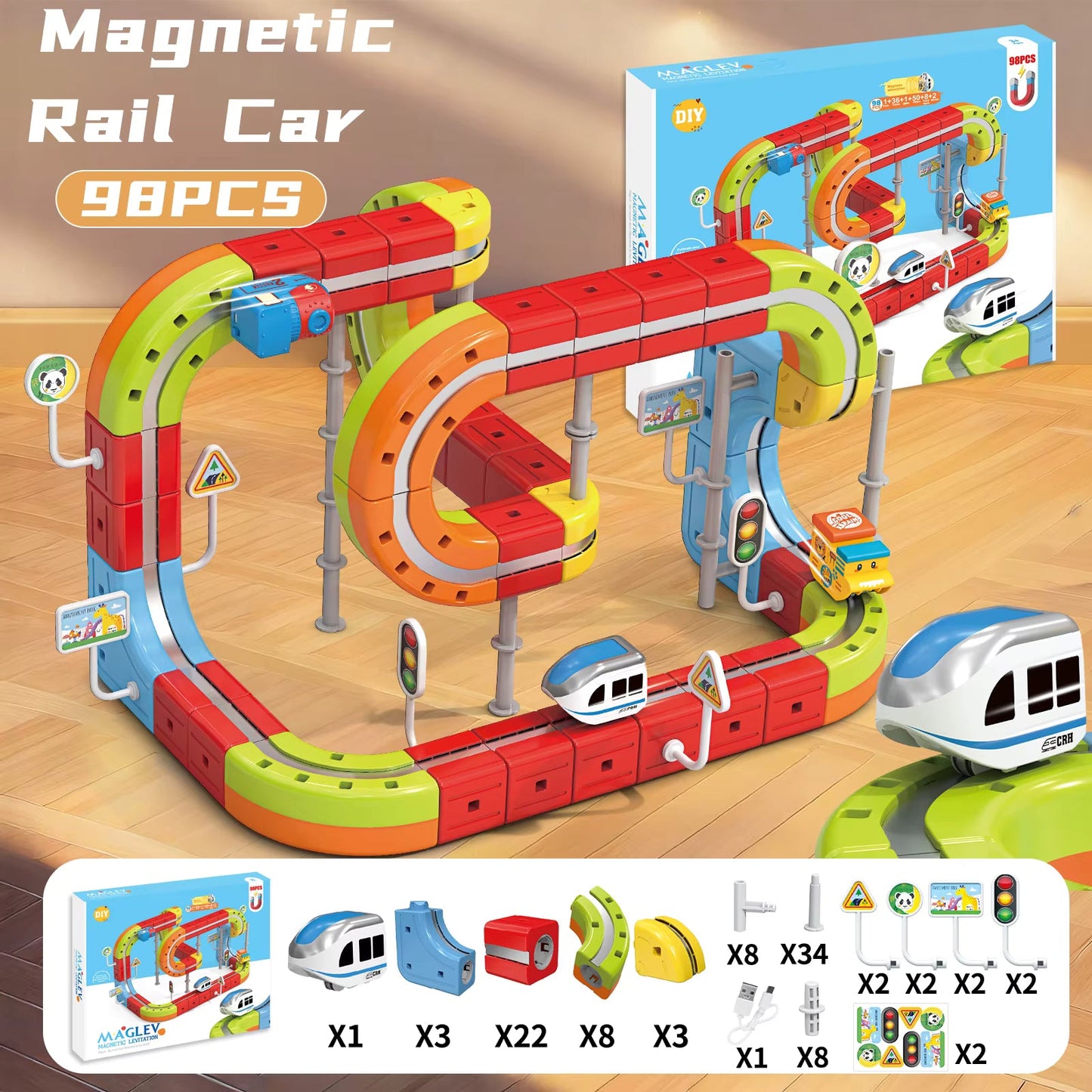 86-Piece Magnetic High-Speed Train Track STEM Toy