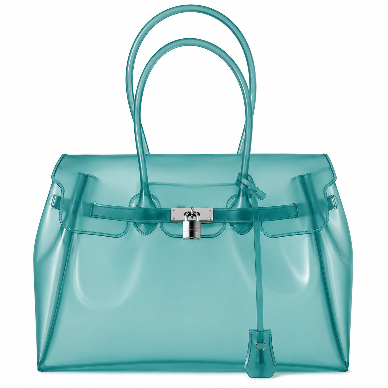 Transparent Jelly Birkin Style Lock Handbag, Free Inflatable Duck Included With Every Bag