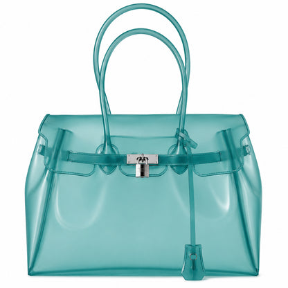 Transparent Jelly Birkin Style Lock Handbag, Free Inflatable Duck Included With Every Bag