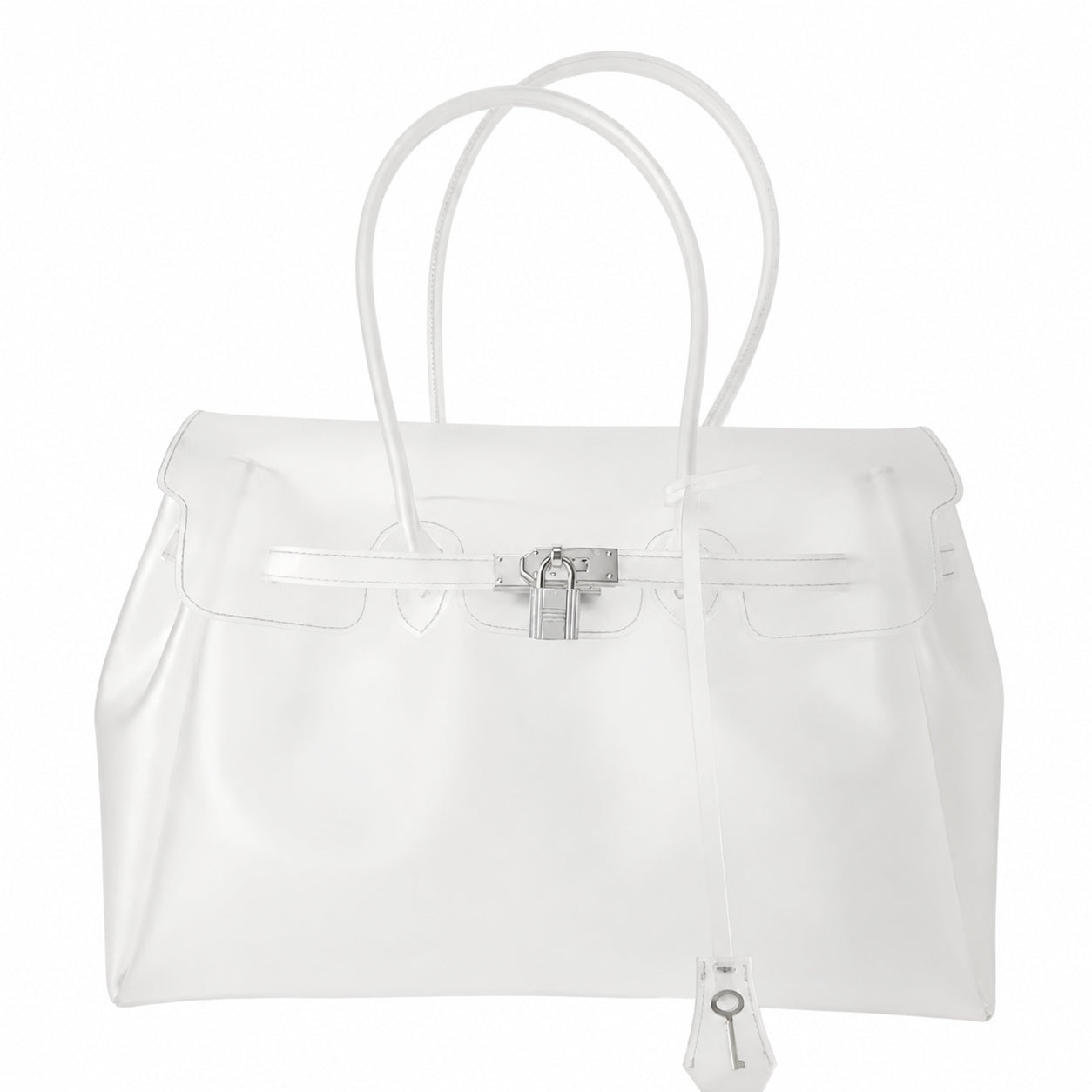Transparent Jelly Birkin Style Lock Handbag, Free Inflatable Duck Included With Every Bag