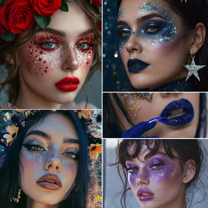 👻 Halloween Body Glitter Stick, High‑Shimmer Chunky Sequins, Festival‑Colored Face & Body Makeup