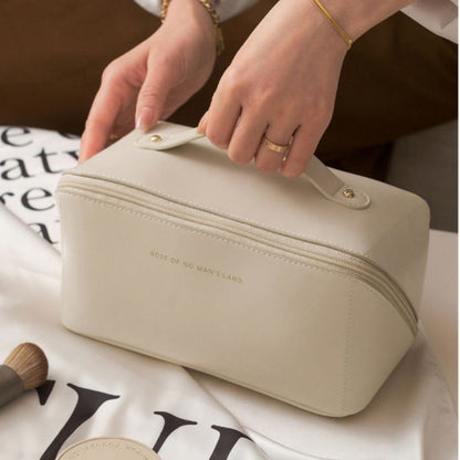 Leather Makeup Bag – Large Capacity Travel Cosmetic Organizer