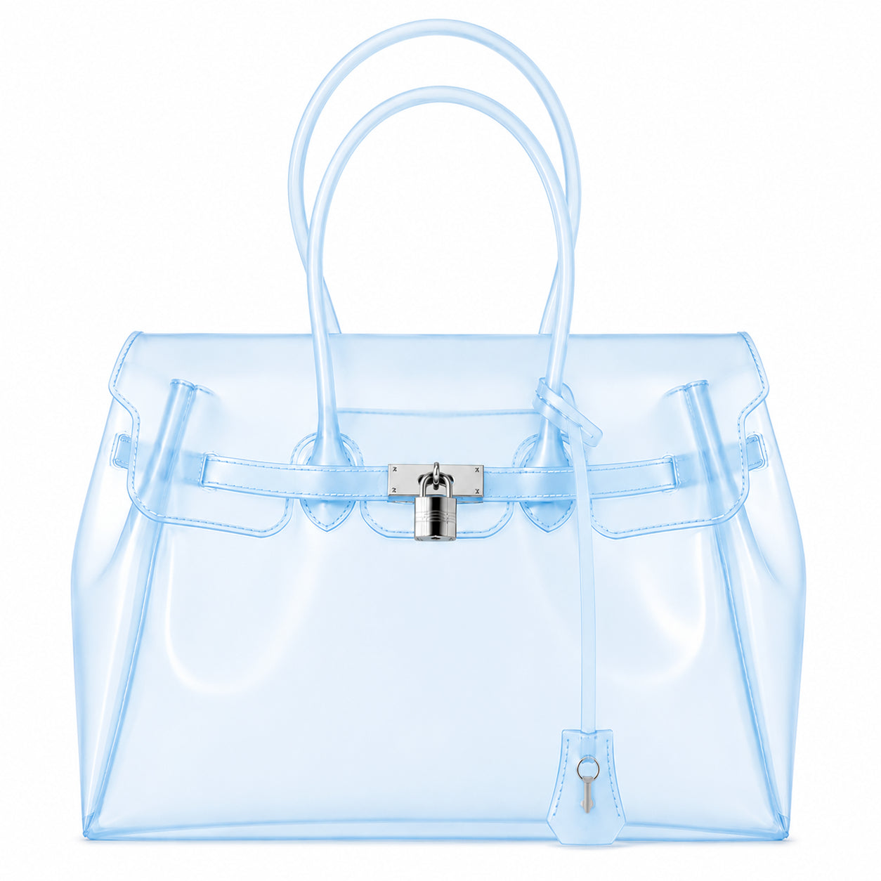 Transparent Jelly Birkin Style Lock Handbag, Free Inflatable Duck Included With Every Bag