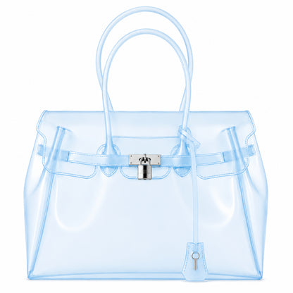 Transparent Jelly Birkin Style Lock Handbag, Free Inflatable Duck Included With Every Bag