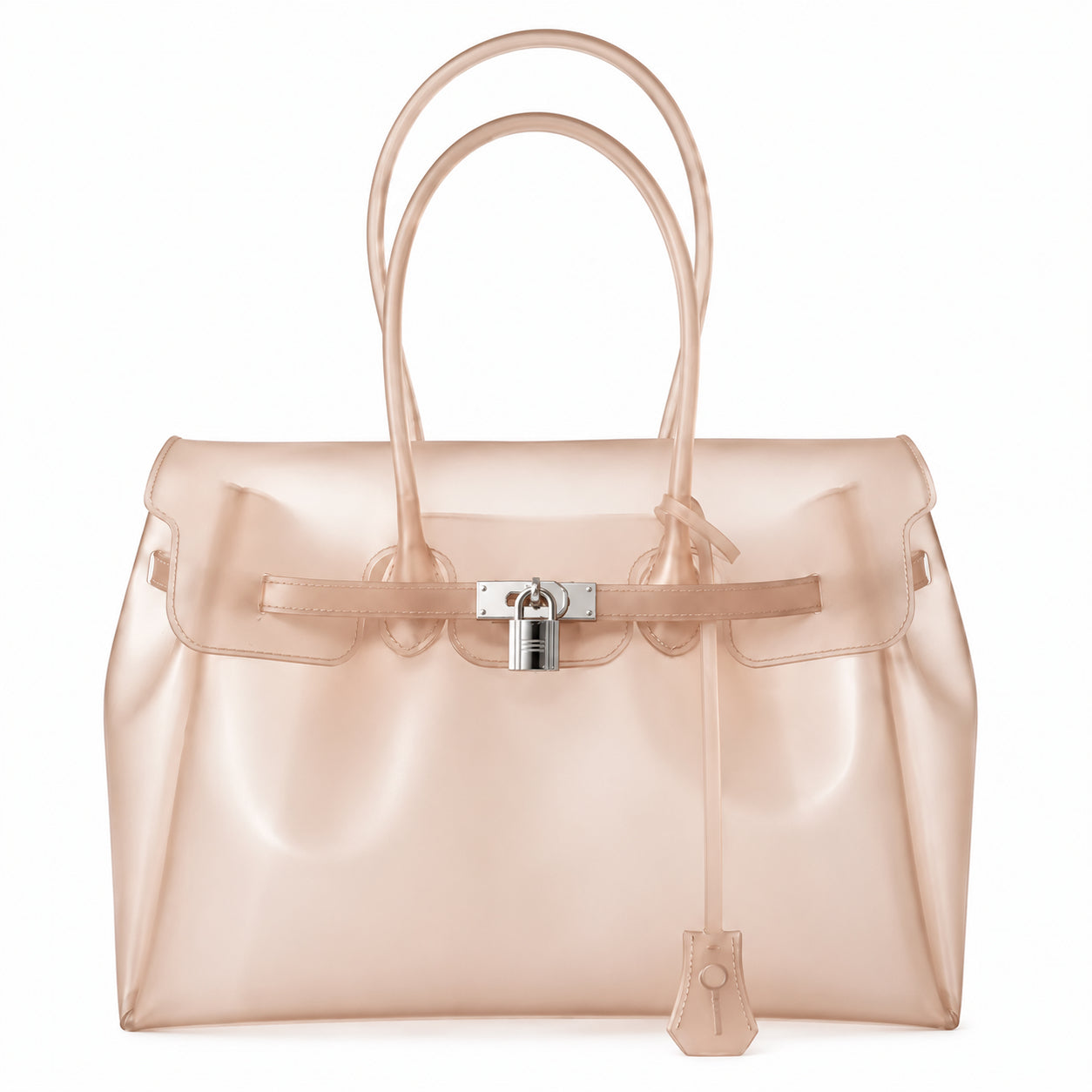 Transparent Jelly Birkin Style Lock Handbag, Free Inflatable Duck Included With Every Bag