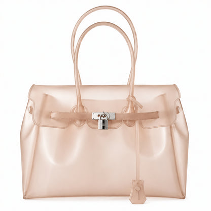 Transparent Jelly Birkin Style Lock Handbag, Free Inflatable Duck Included With Every Bag