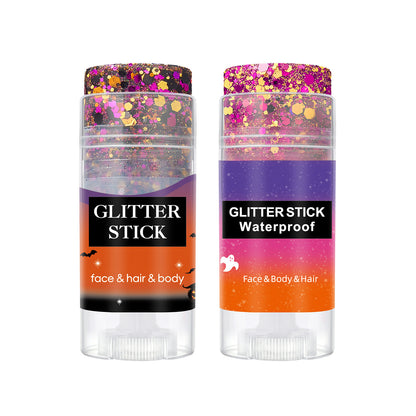 👻 Halloween Body Glitter Stick, High‑Shimmer Chunky Sequins, Festival‑Colored Face & Body Makeup