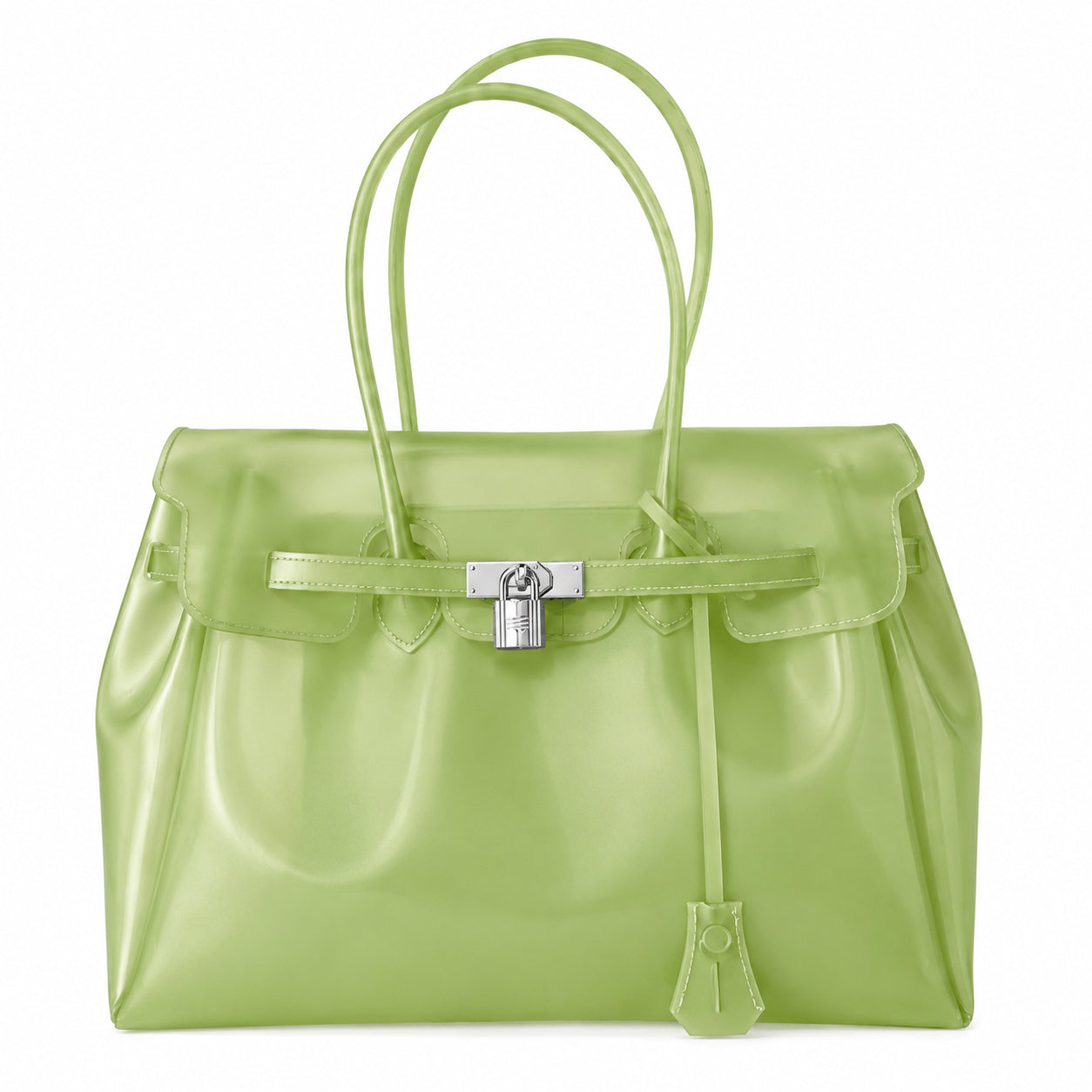 Transparent Jelly Birkin Style Lock Handbag, Free Inflatable Duck Included With Every Bag