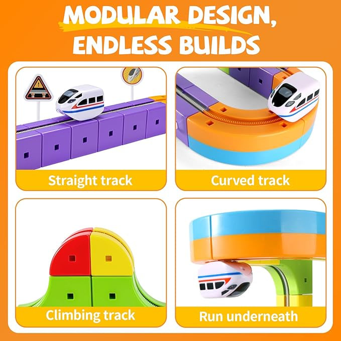 86-Piece Magnetic High-Speed Train Track STEM Toy