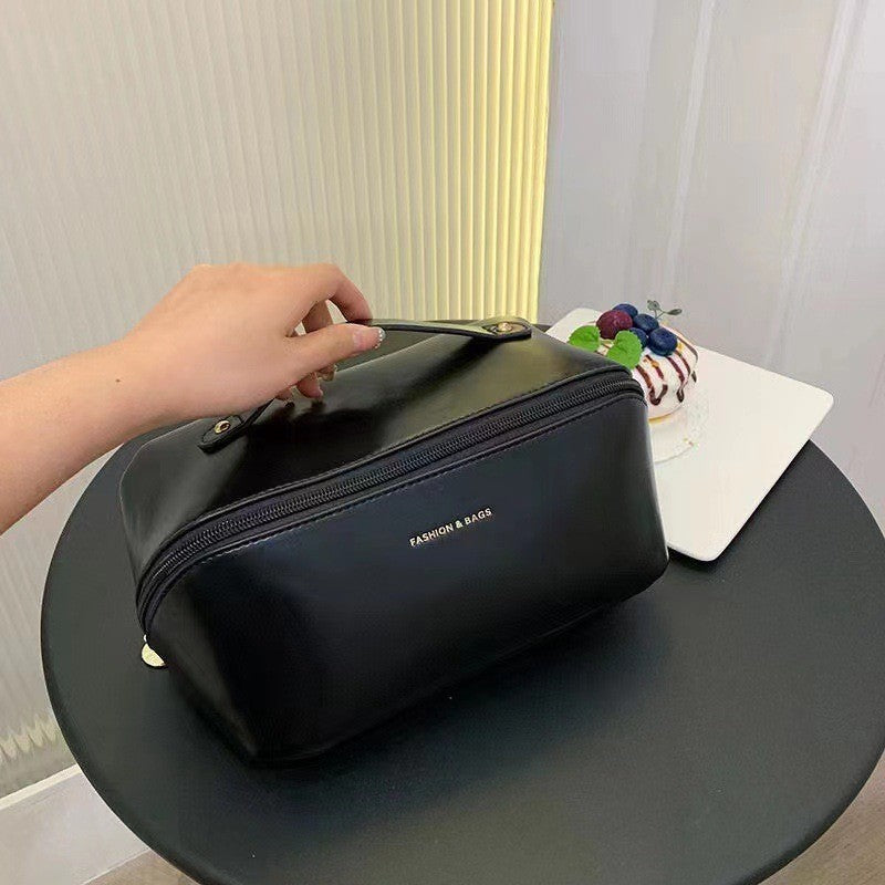 Leather Makeup Bag – Large Capacity Travel Cosmetic Organizer