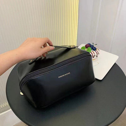 Leather Makeup Bag – Large Capacity Travel Cosmetic Organizer