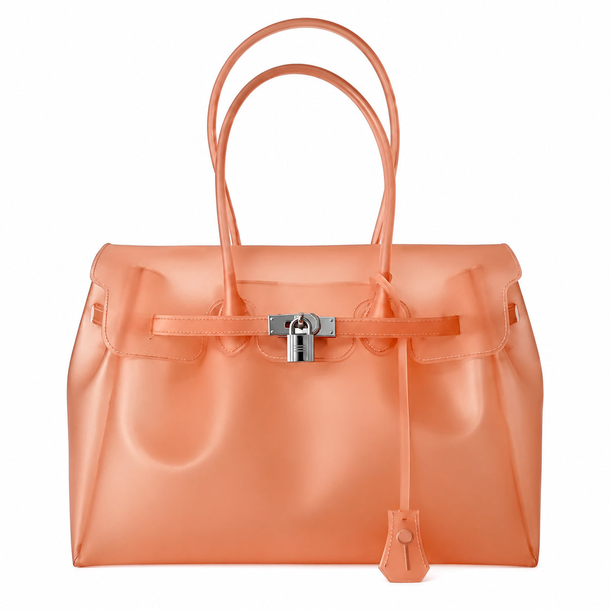 Transparent Jelly Birkin Style Lock Handbag, Free Inflatable Duck Included With Every Bag