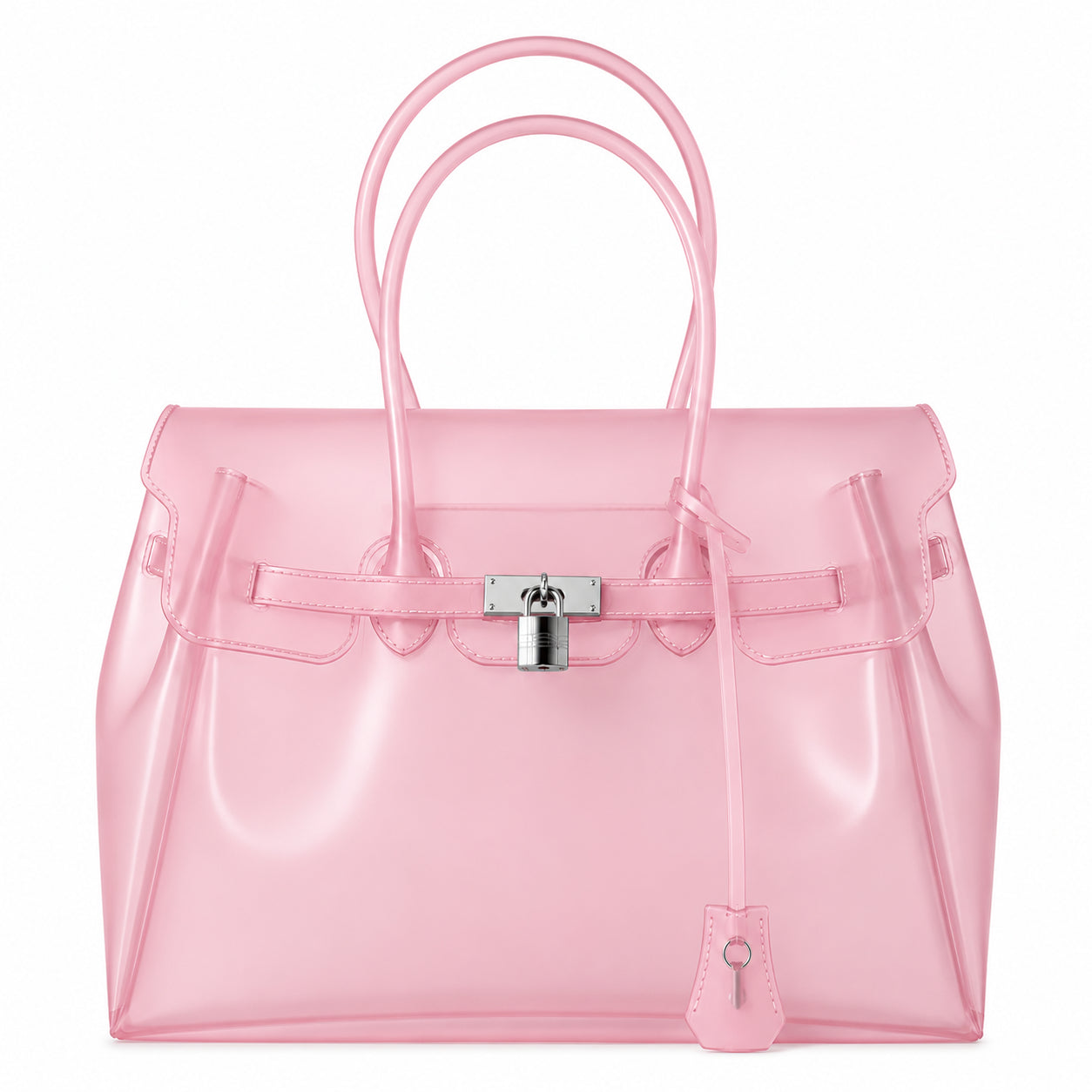 Transparent Jelly Birkin Style Lock Handbag, Free Inflatable Duck Included With Every Bag