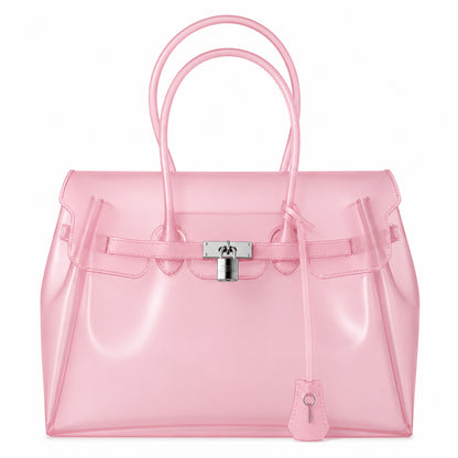Transparent Jelly Birkin Style Lock Handbag, Free Inflatable Duck Included With Every Bag
