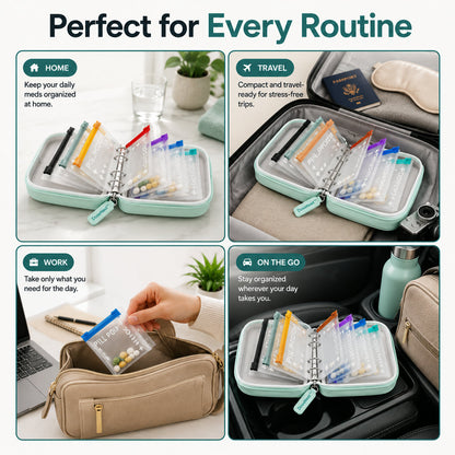 Pill Organizer Gift for Seniors – 14-Pouch Travel Medicine & Vitamin Binder, Removable Color-Coded Pouches, Waterproof – 50% OFF💊