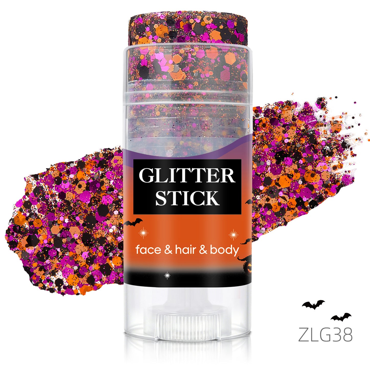 👻 Halloween Body Glitter Stick, High‑Shimmer Chunky Sequins, Festival‑Colored Face & Body Makeup