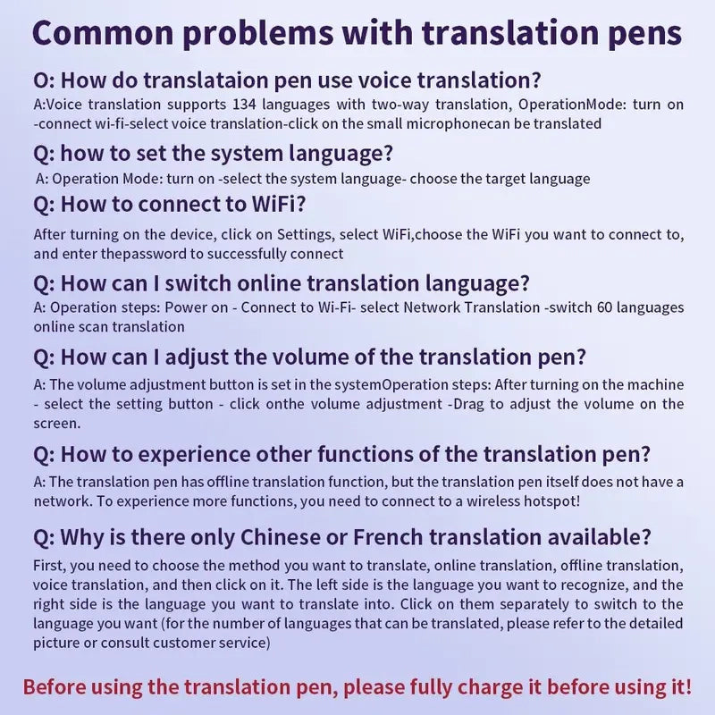 Standalone Smart Reading Pen & Instant Multi-Language Translator