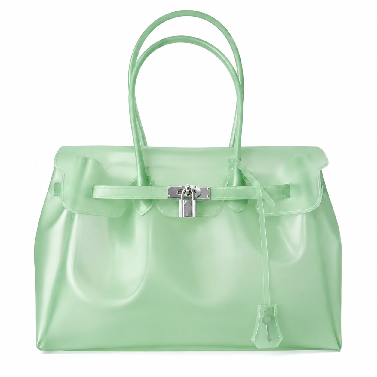 Transparent Jelly Birkin Style Lock Handbag, Free Inflatable Duck Included With Every Bag