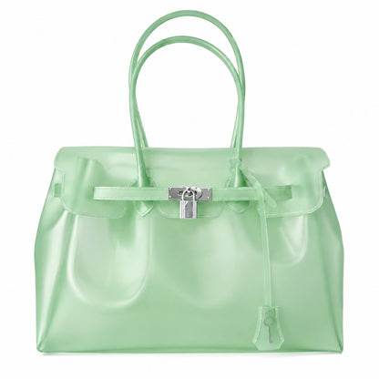 Transparent Jelly Birkin Style Lock Handbag, Free Inflatable Duck Included With Every Bag