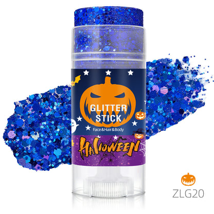 👻 Halloween Body Glitter Stick, High‑Shimmer Chunky Sequins, Festival‑Colored Face & Body Makeup