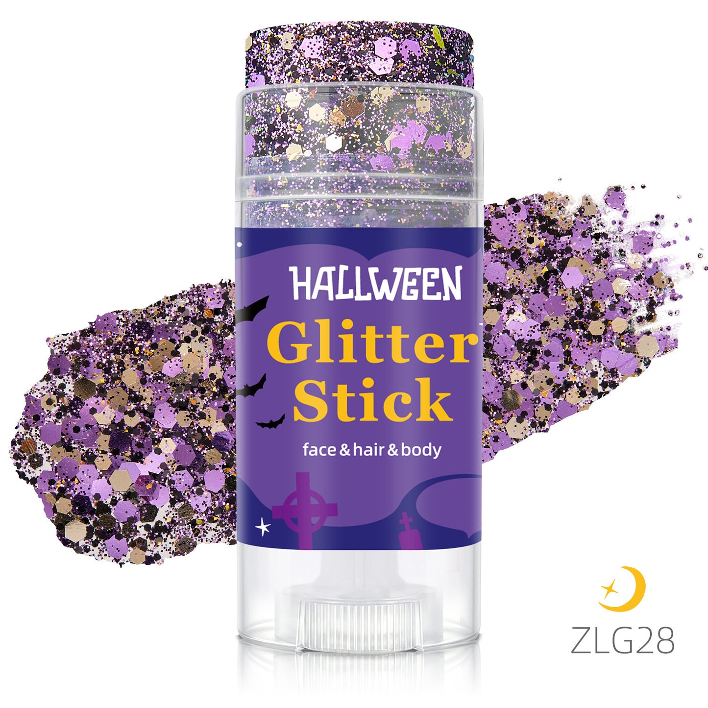 👻 Halloween Body Glitter Stick, High‑Shimmer Chunky Sequins, Festival‑Colored Face & Body Makeup