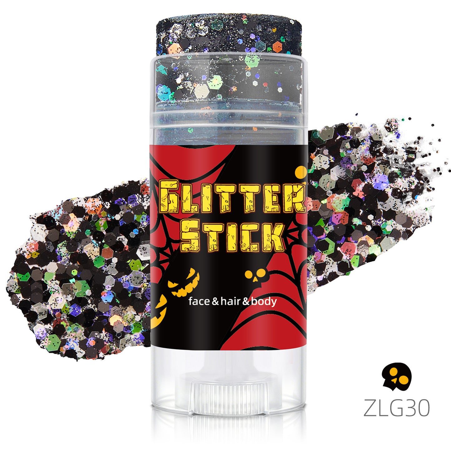 👻 Halloween Body Glitter Stick, High‑Shimmer Chunky Sequins, Festival‑Colored Face & Body Makeup