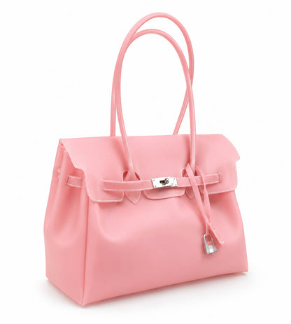 Transparent Jelly Birkin Style Lock Handbag, Free Inflatable Duck Included With Every Bag