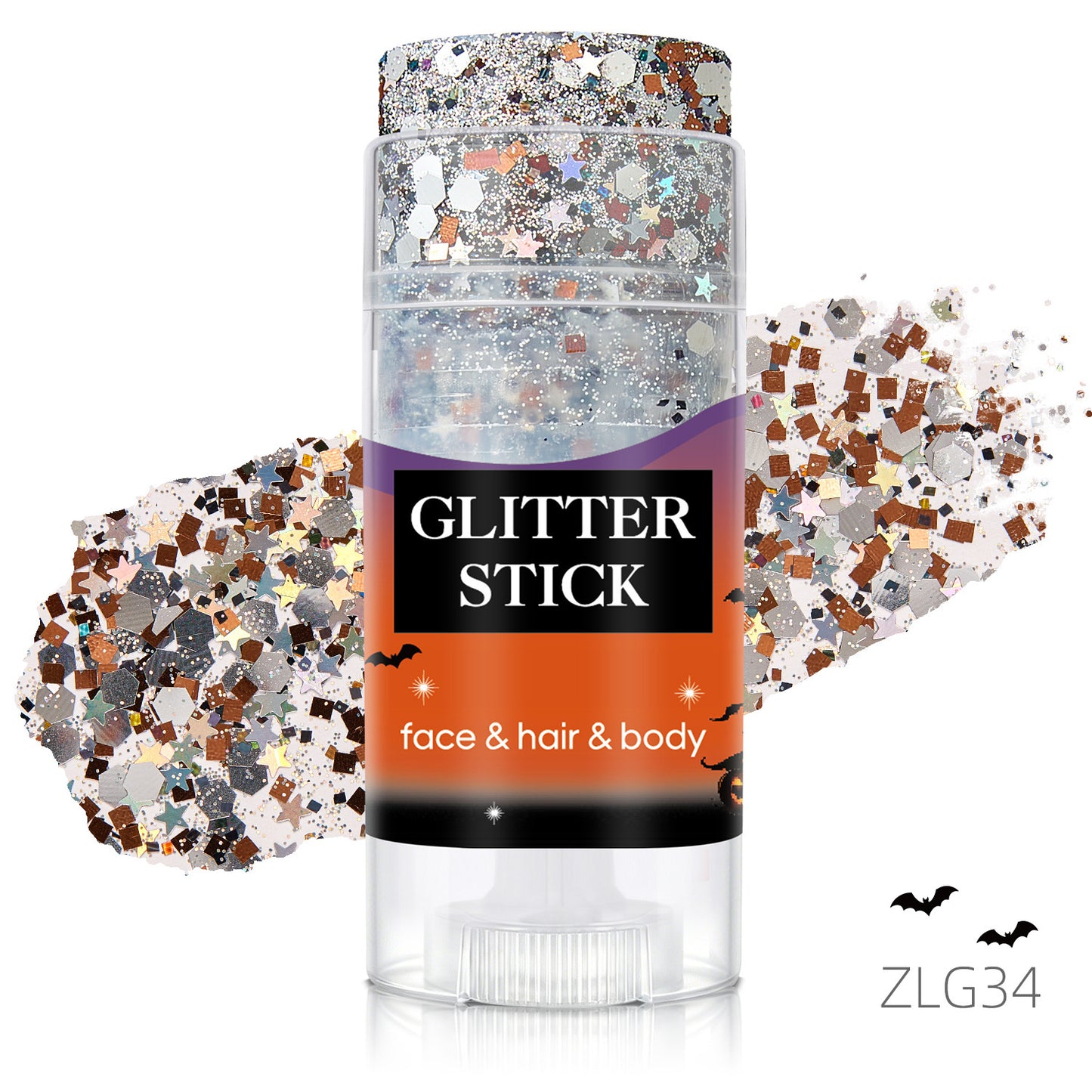 👻 Halloween Body Glitter Stick, High‑Shimmer Chunky Sequins, Festival‑Colored Face & Body Makeup