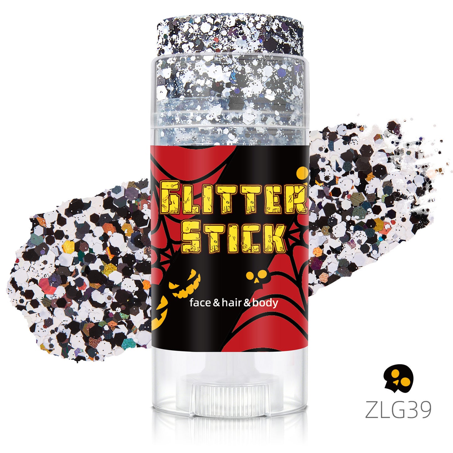👻 Halloween Body Glitter Stick, High‑Shimmer Chunky Sequins, Festival‑Colored Face & Body Makeup