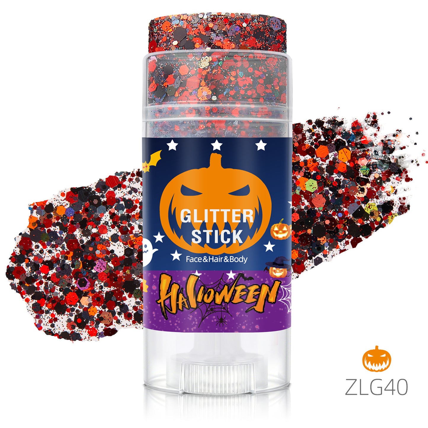👻 Halloween Body Glitter Stick, High‑Shimmer Chunky Sequins, Festival‑Colored Face & Body Makeup