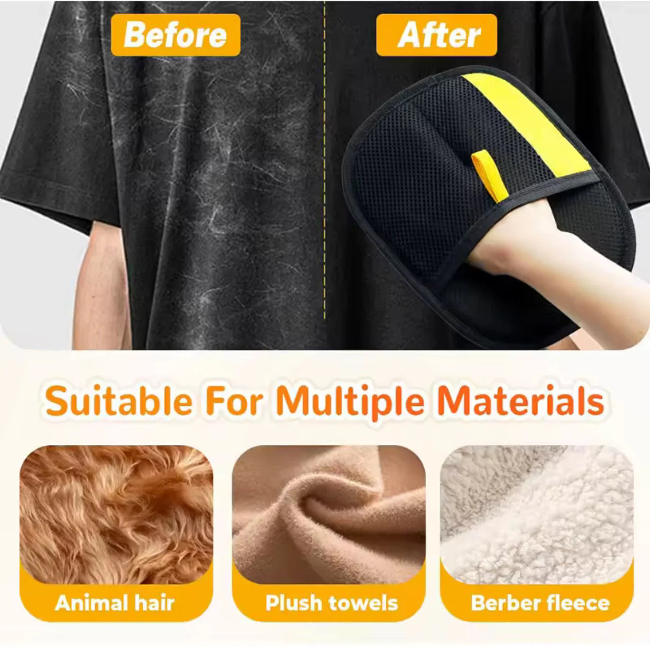 BOGO Free! Pet Hair Removal Glove Reusable Fur Cleaner Mitt