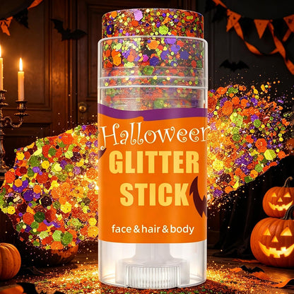 🎃4 Pack Halloween Body Glitter Sticks | Waterproof Chunky Sequins for Face, Hair & Body, Cosplay Carnival Party Makeup
