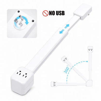 360° Rotating Outlet Extender Stick 🌀 2 AC + 2 USB‑A + 1 USB‑C, 17"‑26" Extension, Reaches Hidden Outlets Behind Sofa, Nightstands, Desks & Furniture